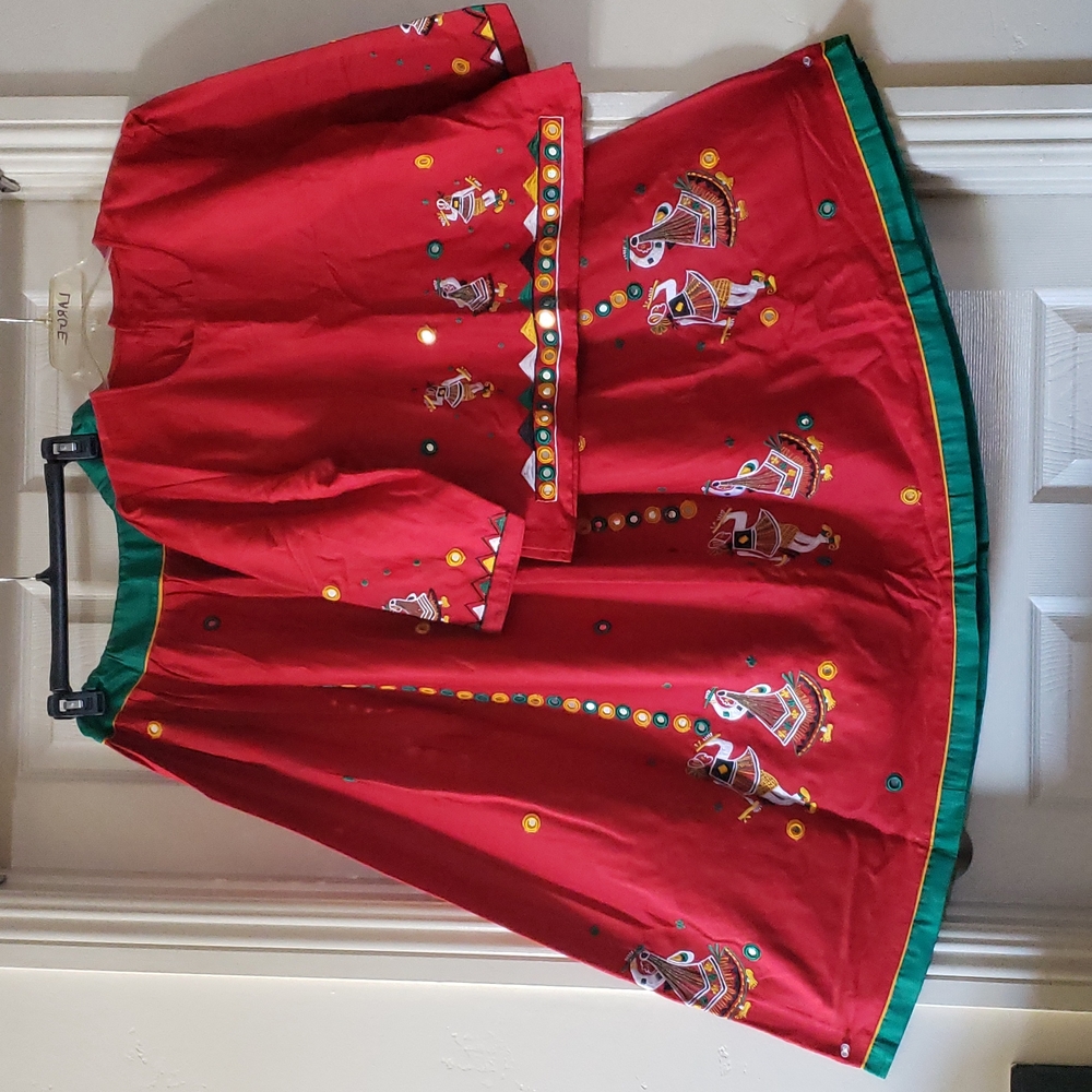 Indian lehenga choli, Garba dress, navratri party wear, chaniya choli, Red color
